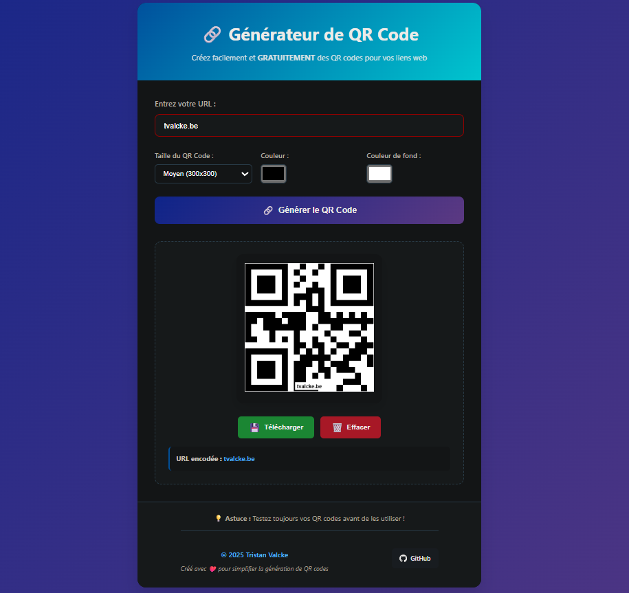Aperçu générateur de Qr code