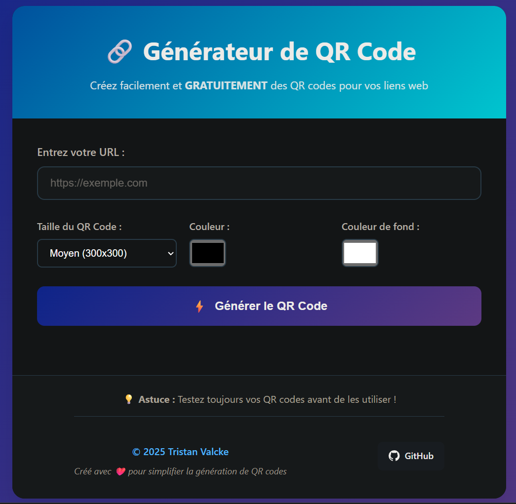 Aperçu du générateur de QR code